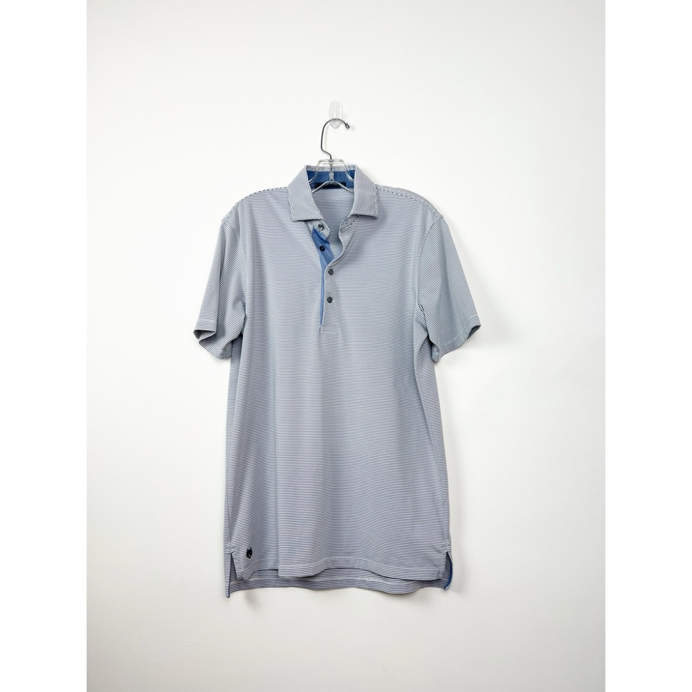 Greyson Men's Light Gray Striped Golf Polo Shirt S